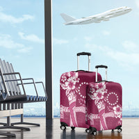 Kia Orana Cook Islands Tapa Floral With Cross Luggage Cover Maroon LT7 - Polynesian Pride