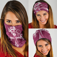 Kia Orana Cook Islands Tapa Floral With Cross Neck Gaiter Maroon