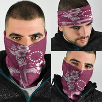 Kia Orana Cook Islands Tapa Floral With Cross Neck Gaiter Maroon