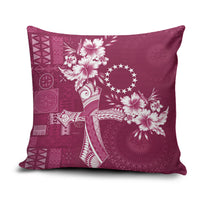 Kia Orana Cook Islands Tapa Floral With Cross Pillow Cover Maroon