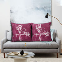 Kia Orana Cook Islands Tapa Floral With Cross Pillow Cover Maroon