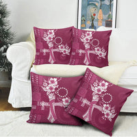 Kia Orana Cook Islands Tapa Floral With Cross Pillow Cover Maroon