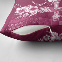 Kia Orana Cook Islands Tapa Floral With Cross Pillow Cover Maroon