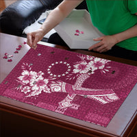 Kia Orana Cook Islands Tapa Floral With Cross Puzzle Maroon