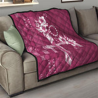 Kia Orana Cook Islands Tapa Floral With Cross Quilt Maroon