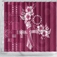 Kia Orana Cook Islands Tapa Floral With Cross Shower Curtain Maroon LT7 - Polynesian Pride