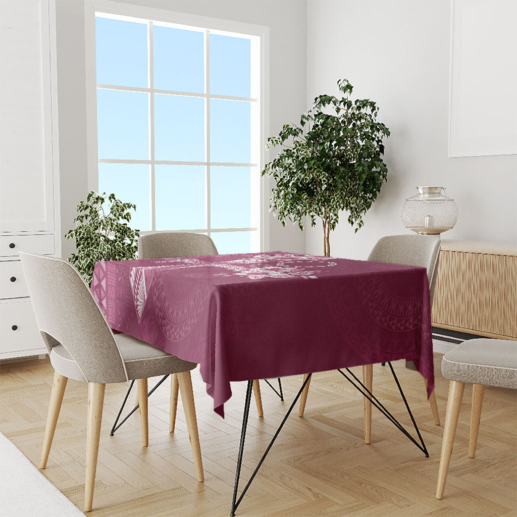 Kia Orana Cook Islands Tapa Floral With Cross Tablecloth Maroon LT7 - Polynesian Pride
