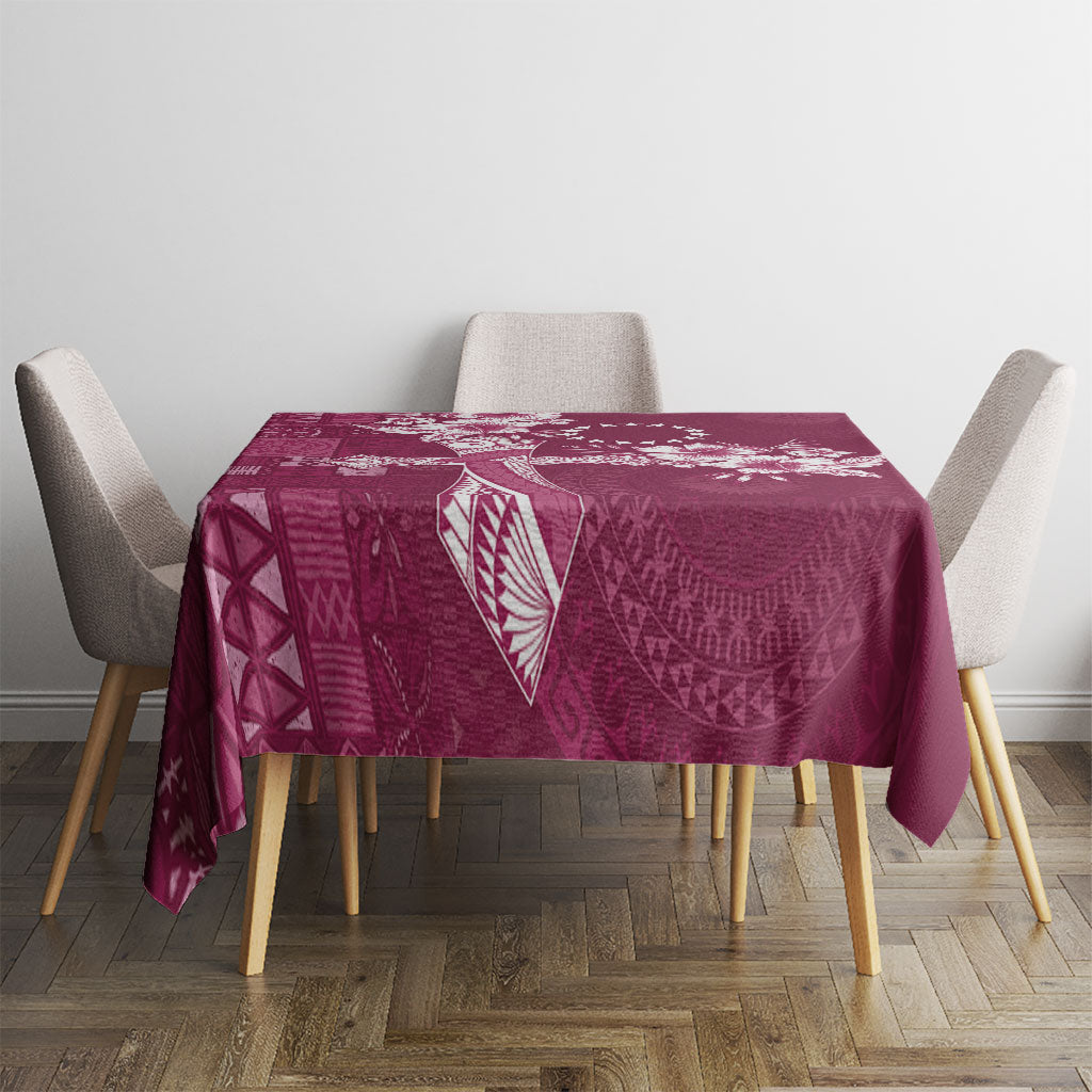 Kia Orana Cook Islands Tapa Floral With Cross Tablecloth Maroon LT7 - Polynesian Pride