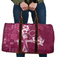 Kia Orana Cook Islands Tapa Floral With Cross Travel Bag Maroon LT7 Maroon - Polynesian Pride