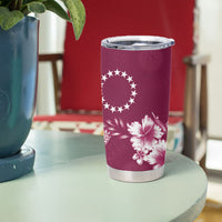 Kia Orana Cook Islands Tapa Floral With Cross Tumbler Cup Maroon LT7 - Polynesian Pride