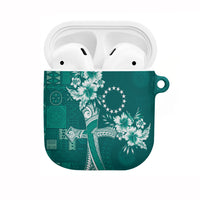 Kia Orana Cook Islands Tapa Floral With Cross AirPods Case Deep Teal