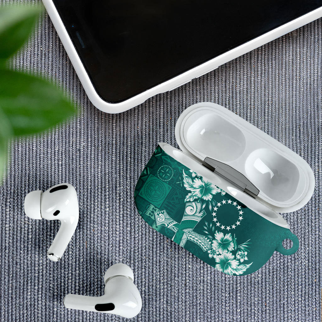 Kia Orana Cook Islands Tapa Floral With Cross AirPods Case Deep Teal