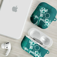 Kia Orana Cook Islands Tapa Floral With Cross AirPods Case Deep Teal