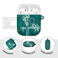 Kia Orana Cook Islands Tapa Floral With Cross AirPods Case Deep Teal
