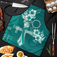 Kia Orana Cook Islands Tapa Floral With Cross Apron Deep Teal LT7 Deep Teal - Polynesian Pride