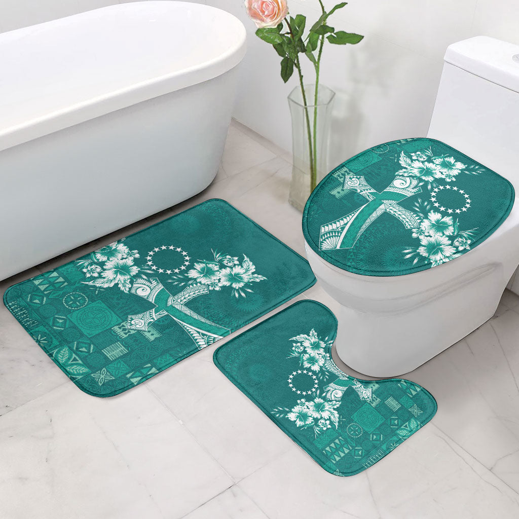 Kia Orana Cook Islands Tapa Floral With Cross Bathroom Set Deep Teal