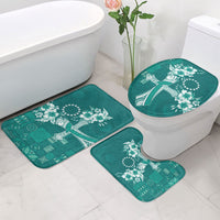 Kia Orana Cook Islands Tapa Floral With Cross Bathroom Set Deep Teal