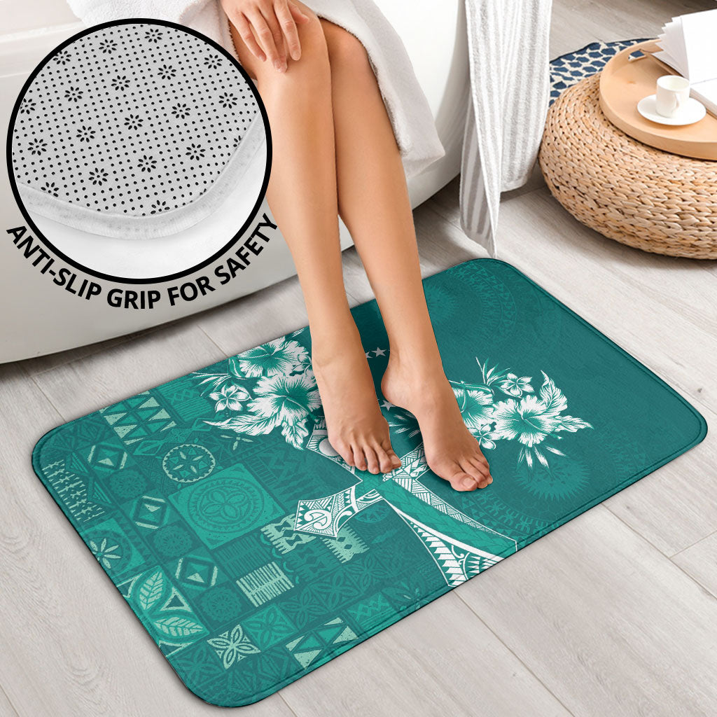 Kia Orana Cook Islands Tapa Floral With Cross Bathroom Set Deep Teal