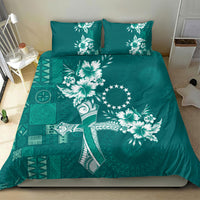 Kia Orana Cook Islands Tapa Floral With Cross Bedding Set Deep Teal