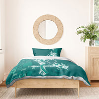 Kia Orana Cook Islands Tapa Floral With Cross Bedding Set Deep Teal