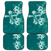 Kia Orana Cook Islands Tapa Floral With Cross Car Mats Deep Teal