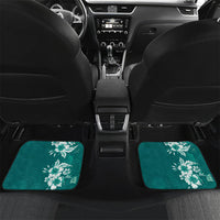 Kia Orana Cook Islands Tapa Floral With Cross Car Mats Deep Teal