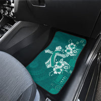 Kia Orana Cook Islands Tapa Floral With Cross Car Mats Deep Teal