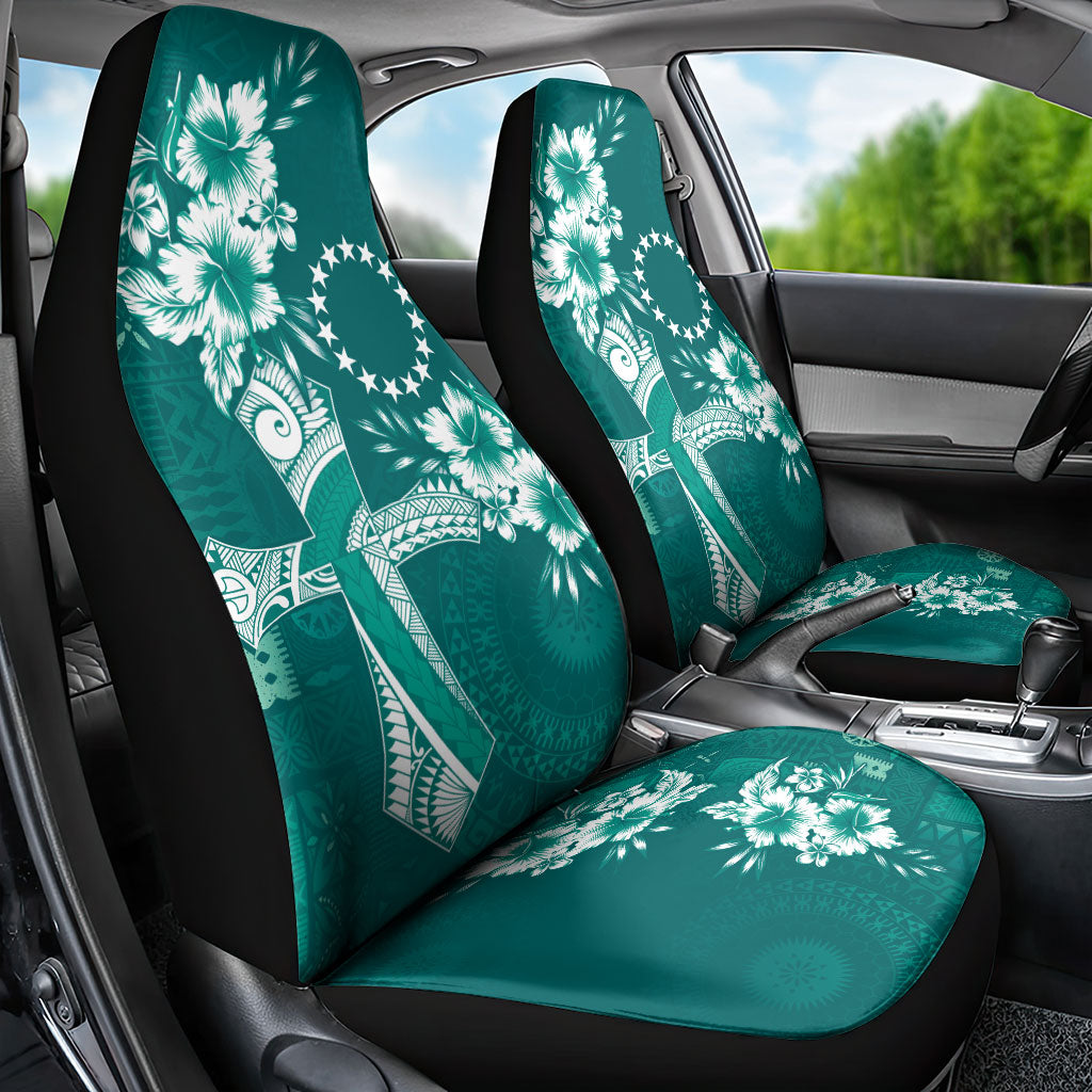 Kia Orana Cook Islands Tapa Floral With Cross Car Seat Cover Deep Teal LT7 - Polynesian Pride