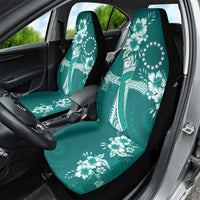 Kia Orana Cook Islands Tapa Floral With Cross Car Seat Cover Deep Teal LT7 - Polynesian Pride