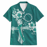 Kia Orana Cook Islands Tapa Floral With Cross Hawaiian Shirt Deep Teal LT7 Deep Teal - Polynesian Pride