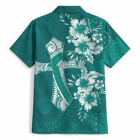 Kia Orana Cook Islands Tapa Floral With Cross Hawaiian Shirt Deep Teal LT7 - Polynesian Pride