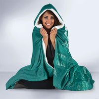 Kia Orana Cook Islands Tapa Floral With Cross Hooded Blanket Deep Teal LT7 - Polynesian Pride