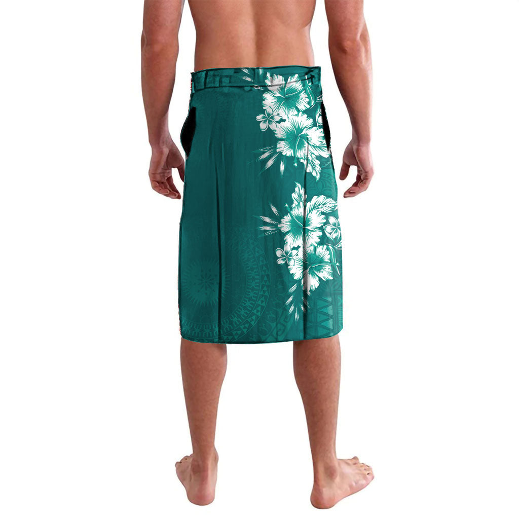 Kia Orana Cook Islands Tapa Floral With Cross Lavalava Deep Teal