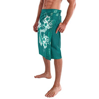 Kia Orana Cook Islands Tapa Floral With Cross Lavalava Deep Teal