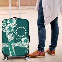 Kia Orana Cook Islands Tapa Floral With Cross Luggage Cover Deep Teal LT7 Deep Teal - Polynesian Pride