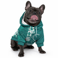 Kia Orana Cook Islands Tapa Floral With Cross Pet Hoodie Deep Teal LT7 - Polynesian Pride
