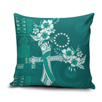 Kia Orana Cook Islands Tapa Floral With Cross Pillow Cover Deep Teal LT7 Deep Teal - Polynesian Pride