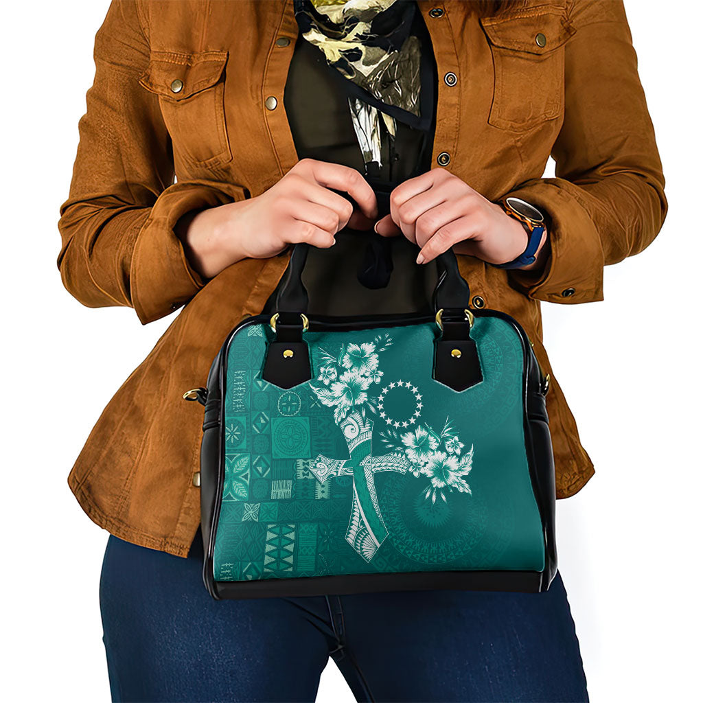 Kia Orana Cook Islands Tapa Floral With Cross Shoulder Handbag Deep Teal