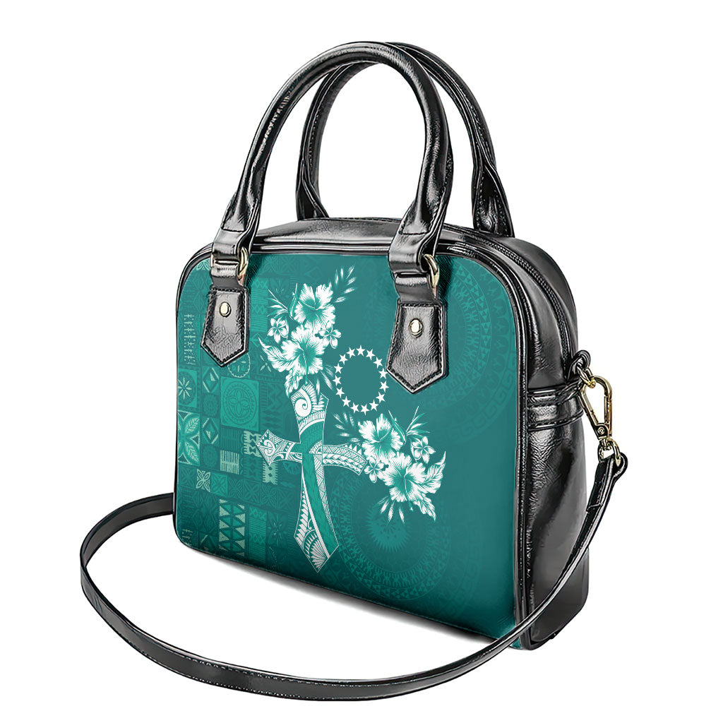 Kia Orana Cook Islands Tapa Floral With Cross Shoulder Handbag Deep Teal