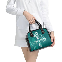 Kia Orana Cook Islands Tapa Floral With Cross Shoulder Handbag Deep Teal