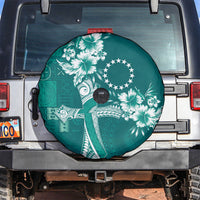 Kia Orana Cook Islands Tapa Floral With Cross Spare Tire Cover Deep Teal LT7 Deep Teal - Polynesian Pride