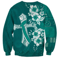 Kia Orana Cook Islands Tapa Floral With Cross Sweatshirt Deep Teal