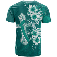 Kia Orana Cook Islands Tapa Floral With Cross T Shirt Deep Teal LT7 - Polynesian Pride