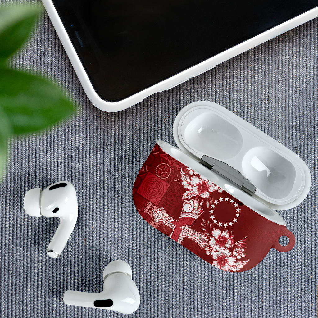 Kia Orana Cook Islands Tapa Floral With Cross AirPods Case Crimson Red LT7 - Polynesian Pride