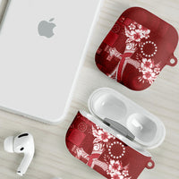 Kia Orana Cook Islands Tapa Floral With Cross AirPods Case Crimson Red LT7 - Polynesian Pride