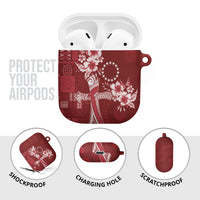 Kia Orana Cook Islands Tapa Floral With Cross AirPods Case Crimson Red LT7 - Polynesian Pride