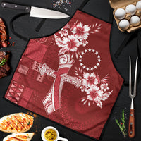 Kia Orana Cook Islands Tapa Floral With Cross Apron Crimson Red