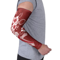 Kia Orana Cook Islands Tapa Floral With Cross Arm Sleeves Crimson Red LT7 - Polynesian Pride