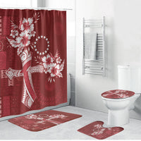 Kia Orana Cook Islands Tapa Floral With Cross Bathroom Set Crimson Red LT7 Bathroom Set (4 pcs) Crimson Red - Polynesian Pride