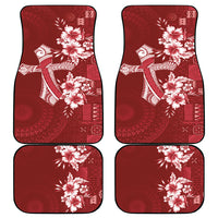 Kia Orana Cook Islands Tapa Floral With Cross Car Mats Crimson Red LT7 - Polynesian Pride